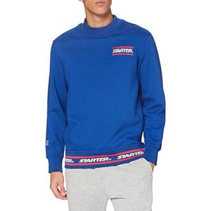 STARTER BLACK LABEL Heren sweater Wording Crewneck trui met logo borduurwerk, turtleneck sweatshirt met branding, kleur blauw, maten XS tot XXL, blauw, S