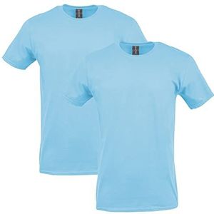 Gildan Heren Softstyle katoenen T-shirt, lichtblauw, XXL (Pack van 2)
