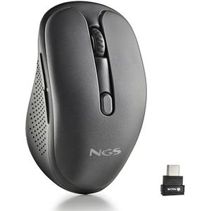 NGS EVO JOT Draadloze muis, oplaadbaar, multimodus, 2,4 GHz + Bluetooth 5.0 en 5.1, 800/1200/1600 dpi, stille toetsen, USB-C-aansluiting