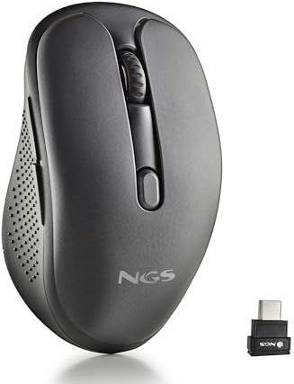 NGS EVO JOT Draadloze muis, oplaadbaar, multimodus, 2,4 GHz + Bluetooth 5.0 en 5.1, 800/1200/1600 dpi, stille toetsen, USB-C-aansluiting