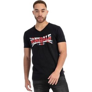 Lonsdale Heren T-shirt normale pasvorm STANYDALE, zwart/rood/wit, 3XL, 117526