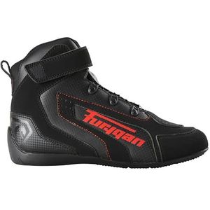 Furygan V4 Easy D3O Vented Motorschoenen voor heren, ademend, versterkte malleolus-bescherming, maximaal veiligheidscomfort en luchtcirculatie, zwart-rood, 42 EU, Zwart/Rood, 42 EU