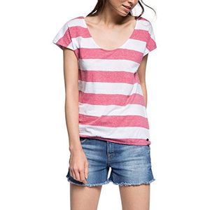 edc by ESPRIT Dames Stripe open back T-shirt, meerkleurig (Pink Fuchsia 660), M