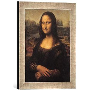 Ingelijste foto van Leonardo da Vinci ""Mona Lisa (La Gioconda)"", kunstdruk in hoogwaardige handgemaakte fotolijst, 30x40 cm, zilver raya