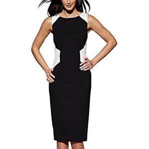 APART Fashion Dames etui jurk jerseyjurk, knielang, zwart (zwart-wit)., 44 NL
