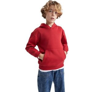 DeFacto Sweatshirt met capuchon voor jongens, bordeaux, 10-11 Jaar
