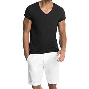 edc by ESPRIT Heren T-shirt gemêleerd - Slim Fit, zwart (black 001), L