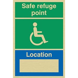Viking Signs SD965-A4P-GV Disability ""Safe Refuge Point Location"" Sign, Gold Vinyl, 300 mm H x 200 mm W