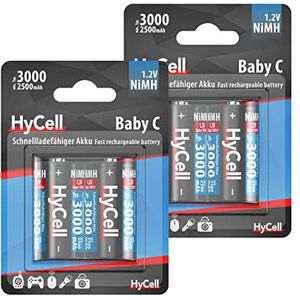 HyCell Oplaadbare batterij Baby C Type 3000mAh NiMH zonder geheugeneffect 4-pack foto batterij digitale camera speelgoed batterij