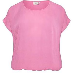 Kaffe Curve Plus-Size T-shirt voor dames met korte mouwen, ronde hals, Schokkend Roze, 40 Groten mate