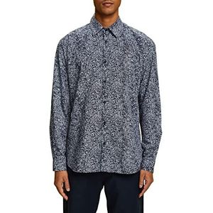 Esprit Collection Overhemd met patroon, 100% katoen, Donkerblauw, S