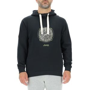 JEEP O102887-B000 J Capuchontrui voor heren - Ringen van hout met grote opdruk J23W Heren Zwart XXL