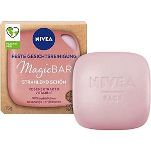NIVEA MagicBar Vaste gezichtsreiniging stralend mooi (75 g), gezichtsreiniger voor stralende huid, gecertificeerde natuurlijke cosmetica met rozenextract en vitamine E