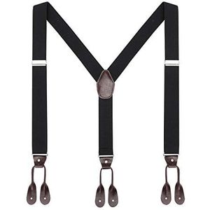 Heren Button End Jurk Bretels - Verstelbare Elastische Y-vorm Jarretel, Zwart, One Size