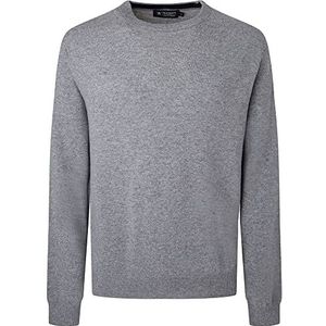 Hackett London Heren Merino Cash Mix Crew Pullover Sweater, Grey Marl, XL