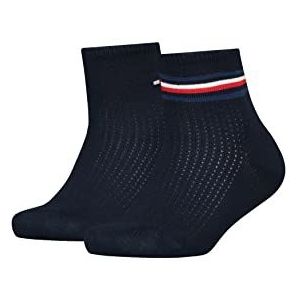 Tommy Hilfiger Unisex TH Kids 2P MESH korte sokken, marineblauw, 31/34, navy, 31/34 EU