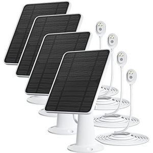 Zonnepaneellader compatibel met Arlo Ultra/Ultra 2/Pro 3/Pro 4/Pro 3 schijnwerper beveiligingscamera, 5V 4W zonnepanelen opladen IP65 weerbestendig met 10ft oplaadkabel verstelbare wandmontage, 4
