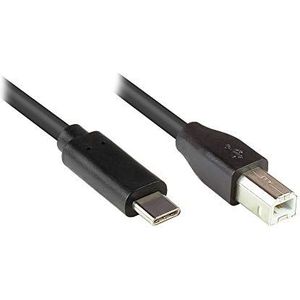 Good Connections® USB 2.0 kabel/printerkabel - stekker A aan stekker B - folie en gevlochten afscherming, koperen geleider - 5 m - zwart