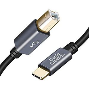CableCreation USB-C printerkabel 2 m, USB C naar USB B 2.0 kabel, USB-C naar USB Type-B-kabel compatibel met MacBook Pro, HP, Canon, Brother, Samsung-printers enz. PVC met aluminium behuizing, zwart