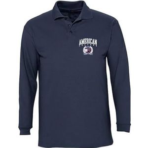 AMERICAN COLLEGE USA American College Poloshirt met lange mouwen voor heren, Blauw, S