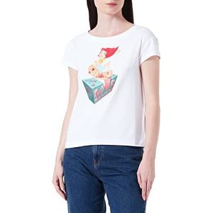 Love Moschino Dames Boxy Fit Korte Mouwen met Skater Pop Print T-shirt, wit (optical white), 44