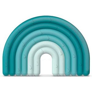 Suavinex, Bijtring van siliconen voor baby's + 0 maanden, flexibel, licht, regenboogdesign, blauw
