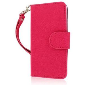 Mpero Flex Flip Wallet Case voor HTC One Mini M4 - Roze/Marineblauw