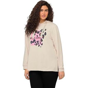 Ulla Popken Sweatshirt met dierenprint voor dames, vanille, 58-60 grote maten