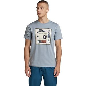 G-STAR RAW Heren Scarf Photoprint R T T-shirt, blauw (Ash Blue 336-5304), M