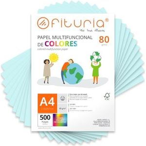 Kleurpapier, verpakking met 500 vellen A4, 80 g, kleurrijk papier voor knutselwerk, printer, scrapbooking, ideaal voor origami, Papyroflexia, kantoor en school (lichtblauw, 500 h)