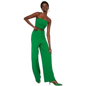 Trendyol Dames hoge taille rechte pijpen broek, Groen, 64