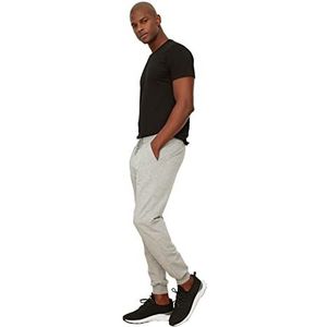 TRENDYOL Basics Joggingbroek voor heren, middelhoge tailleband, elastische beenafsluiting, grijs, XL