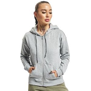 Urban Classics Damesjas Ladies Classic Zip Hoody, Basic Sweat-jack, sweatshirt met capuchon verkrijgbaar in 5 kleurvarianten, maten XS - 5XL, grijs, XL