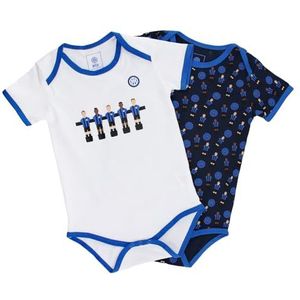 FC Internazionale Milano S.p.A. Set van 2 korte mouwen, pasgeborenen, 18 maanden, uniseks, 100% katoen, wit, 18 maanden