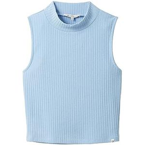 TOM TAILOR-denim denim geribbelde damestop met opstaande kraag
