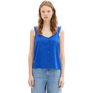 TOM TAILOR Denim Linnen blouse voor dames met patroon, 14531 - Shiny Royal, L