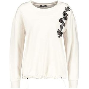 Taifun Dames sweatshirt met applicatie lange mouwen, mouwboorden shirt T-shirt lange mouwen ronde hals sweatshirt effen, Canvas met patroon, 44