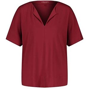 Gerry Weber Dames shirt met open hals EcoVero halve mouw shirt T-shirt 1/2 mouw halflange mouwen effen, Dark Cherry, 34