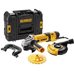 Dewalt Haakse slijper DWE4257KT (1.500 W, 125 mm schijf-Ø, stationair toerental 2.800-10.000 min-1, M14, incl. beschermkap, beugelgreep, diamant-potschijf, stofkap & T STAK-Box II)