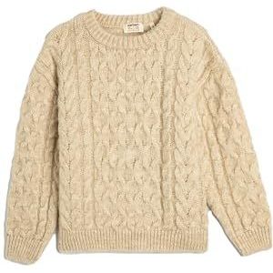 Koton Girls's Cable Knit Crew Neck Long Sleeve Soft Touch Sweater, beige (057), 7-8 Jaar
