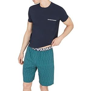 Emporio Armani Heren Heren All Over Vertical Logo Bermuda Shorts Pants Pants, Vert.ea Mediterr/Mar, L