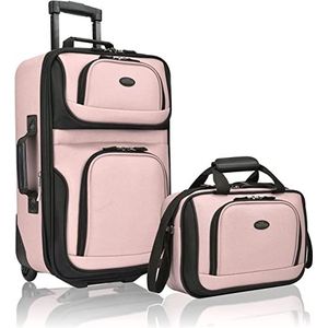 U.S. Traveler Rio Fashion Softside Robuuste Stof Uitbreidbare Carry-On Koffer Reisbagage Set met Wielen, Blush Roze, 2-delig (14/21)