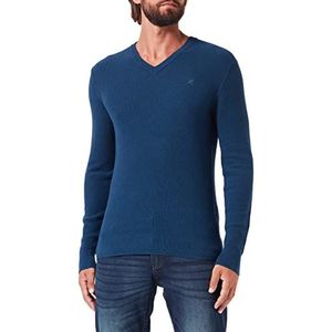 Hackett London Heren Textured V-hals trui Sweater, blauw (ensign blue), XS