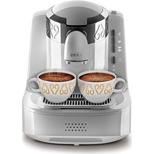 Arzum OKKA OK002 Turkish Coffee Makine, 710 W, 2 Bekercapaciteit, Direct to Cup, Self Cleaning, White-Chrome