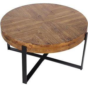 DRW Salontafel van MDF en metalen poten, in naturel en zwart, 82 x 82 x 43 cm