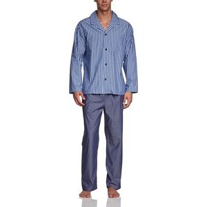 Schiesser Lange pyjama voor heren, pyjama, pyjama, lang, blauw (816 jeansblauw)., 48