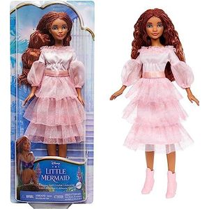 Mattel Disney De Kleine Zeemeermin, Feestelijke Ariël pop met Rood Haar en Roze Jurk, Speelgoed Geïnspireerd op de Film HPD90