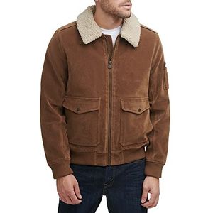 Levi's Heren Faux lederen Sherpa Aviator Bomber Jacket, Cognac Faux Suede/Sherpa kraag, L