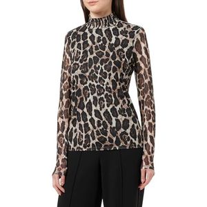 Vila Dames Vivolettis Leo High Neck L/S Top/Lc shirt met lange mouwen, zwart/Aop: leo, XS