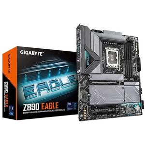 Gigabyte Z890 Eagle moederbord, compatibel met Intel Core Ultra CPU's (serie 2), 14 + 1 + 2 fasen VRM, tot 8800 MHz DDR5 (OC), 1 x PCIe 5.0 M.2 + 3X PCIe 4.0 M.2, 2.5 GbE LAN, USB4